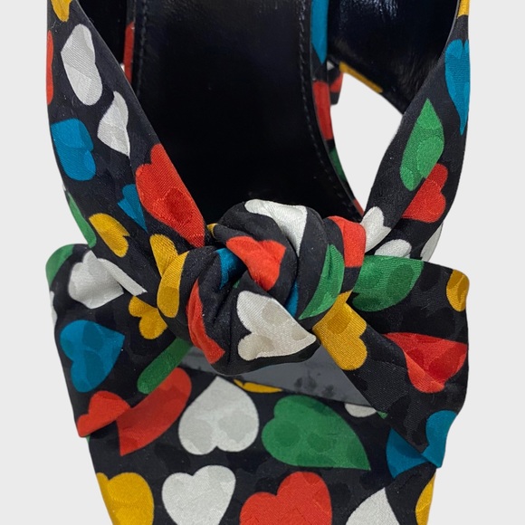 Saint Laurent Black Multicolor Heart Bianca Knotted Sandals Size 38 1/2 NWT - Picture 5 of 13